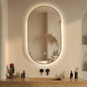 S6 Steklarstvo Šest LED ogledalo S611A2 z zlatim okvirjem, 60x110cm, ovalno LED kopalniško ogledalo, 3 barve LED, dimmer, antifog