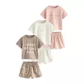 Next Pižama kremna/čokolada/brokat/rosé
