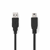 Nedis USB kabel | USB 2.0 | USB-A moški | USB Mini-B 5-polni moški | 480 Mbps | Ponikljano | 5,00 m | Okrogla | PVC | Črna | Oznaka