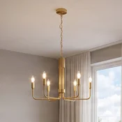 Lestenec Lindby Elanova, medenina, 6 luči, O 70 cm, E14 - Dnevna soba/jedilnica - Antični - Kovina