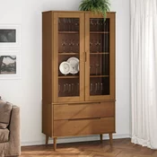 shumee Vitrina MOLDE rjava 90x35x175 cm trdna borovina