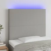 Vidaxl vidaXL Vzglavje postelje z LED svetlo sivo 80x5x118/128 cm blago