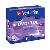 VERBATIM DVD+R 8,5GB - DVOSLOJNI - 5/1 - 10 MM PVC