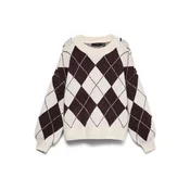 VERO MODA Pulover slonovina/pegasto črna
