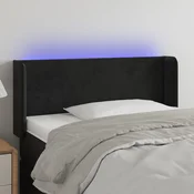 Vidaxl LED posteljno vzglavje črno 103x16x78/88 cm žamet