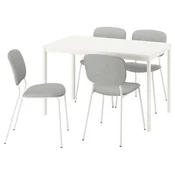 VIHALS/VIHALS Miza in 4 stoli, bela/bela Tibbleby bež/siva, 120/180x74 cm