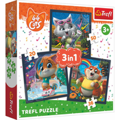Trefl Puzzle 3v1 - Spoznajte ljubke mačke