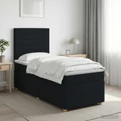 vidaXL Postelja boxspring z vzmetnico Črna 100 x 200 cm Blago