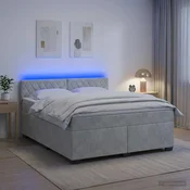 vidaXL Postelja s pomičnim okvirjem, vzmetnico in LED Svetlo siva