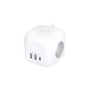 Solight CUBE PRODUŽNI KABEL, 3 UTICNICE 230V + USB A+C, PREKIDAC, KABEL 2M [PP145C]