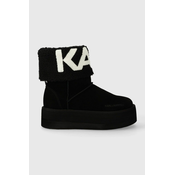 Cizme za snijeg od brušene kože Karl Lagerfeld THERMO boja: crna, KL48552