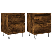 MAISON CHIC Dvo delni komplet Nočne omarice - Nočne mize dimljen hrast 40x35x50 cm inženirski les, (21690034)