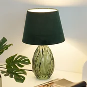 Namizna svetilka Pauleen Crystal Velvet s steklenim podstavkom - Dnevna soba/jedilnica - Sodobni - temno zelena - Steklo