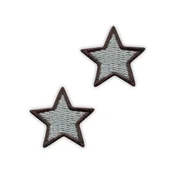 shumee Komplet dveh našitih majhnih zvezdic - siva - samolepilna podlaga - vezen našitek/značka/emblem