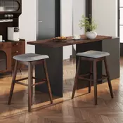 Set od 2 barske stolice s osloncem za noge, okretna barska stolica od 360°, tapecirana bistro stolica