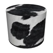 shumee Dekorativni tabure, Bertoni, kravji vzorec - okrogel tabure za dnevno sobo, predsobo, valj 40 cm, eleganten, z zadrgo, pralno