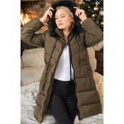Z6764 DEWBERRY WOMENS COAT-PLAIN KHAKI