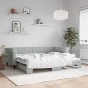 Greatstore Izvlečna dnevna postelja svetlo siva 90x200 cm žamet