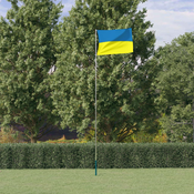 vidaXL Ukrajinska zastava i jarbol 5,55 m aluminijski