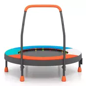 Northix Otroški mini trampolin z LED lučkami in ročajem, zložljiv, 90 cm, oranžna + modra
