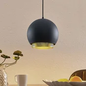 Lucande Sivanel obesek, enojna luč, 25 cm - Dnevna soba/jedilnica - Dizajn - črna, zlata - Kovina