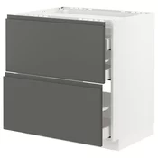 METOD / MAXIMERA Pod.ormar.grej.ploca/2front/3fiok, bela/Voxtorp tamnosiva, 80x60 cm