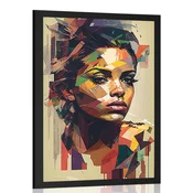 Plakat ženska očarljivost v patchwork dizajnu - 30x45 white