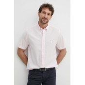 Pamucna košulja Tommy Hilfiger za muškarce, boja: ružicasta, regular, s button-down ovratnikom