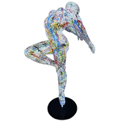 Casa Padrino luxury decorative sculpture ballerina dancer white/multicolored/black 120 x 60 x H. 165 cm - Life size decorative figure - XXL decorative sculpture - XXL decorative figure
