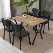 HANAH HOME Set Trpezarijski sto i 4 stolice Elma Anthracite Walnut