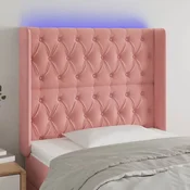 Vidaxl vidaXL Vzglavje postelje z LED svetlo roza 103x16x118/128 cm žamet