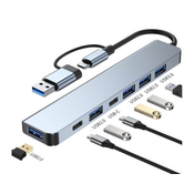Adapter USB 3.0/USB 3.1 tip C (M) - USB 3.0 + 4 x USB 2.0 + 2 x tip C (7 u 2)