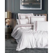 Bela enojna posteljnina iz renforce bombaža 140x200 cm Red Heritage Lines – Mila Home Luxury