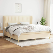 Greatstore Box spring postelja z vzmetnico krem 200x200 cm blago