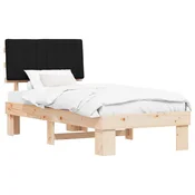 Vidaxl Posteljni okvir z oblazinjenim vzglavjem Črna 90 x 200 cm