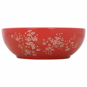 MAISON CHIC Umivalnik - Kopalna umivalnik - Lavabo Nadpultni bel in rdeč okrogel ?41x14 cm keramika, (21684925)