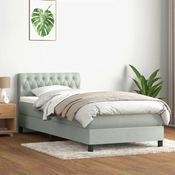 vidaXL vidaXL Box spring postelja z vzmetnico Svetlo siva 80x210 cm žamet, (21792199)