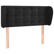 Vidaxl Vzglavje z ušesi črno 93x23x78/88 cm žamet