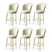 Hanah Home Set barskih stolica Alte, 6 komada, Krem-zlatni