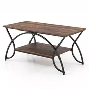 COSTWAY Dvonadstropna mizica za kavo 100 x 50 x 45 cm, (5000219233)
