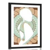 Plakat s paspartujem skrivnostna ženska lepota - 30x45 silver