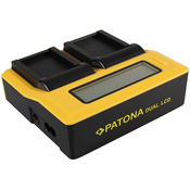 Dvostruki punjač Patona - za bateriju Canon LP-E17, LCD, žuti
