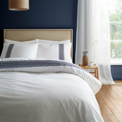 Bijela/plava pamucna posteljina za bracni krevet 200x200 cm Remy Embroidery – Bianca