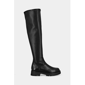 Kožne cizme Jonak RADAR CUIR/STRETCH za žene, boja: crna, ravni potplat, sa srednje toplom podstavom, 3300103