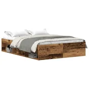 Vidaxl Posteljni okvir brez vzmetnice star les 135x190 cm