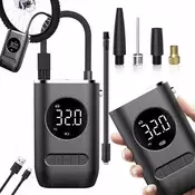 LED aku. 2000mAh električni kompresor za kolo in avto do 10Bar z LCD
