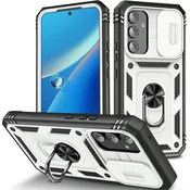 GS Oklepni ovitek za Samsung Galaxy A54 5G, CamShield Slide, bel/črn