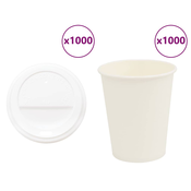 vidaXL Papirnate skodelice za kavo s pokrovčki 1000 kosov 8oz 200ml