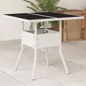 Vidaxl vidaXL Vrtna miza s stekleno ploščo bela 80x80x75 cm poli ratan