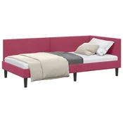 Vidaxl Kotna postelja z vzglavjem Vinorodna rdeča 90 cm x 190 cm Žamet